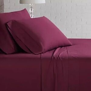 Brooklyn Loom Solid Cotton Percale , Burgundy, QueenSheet Set , Súper Soft 🔥